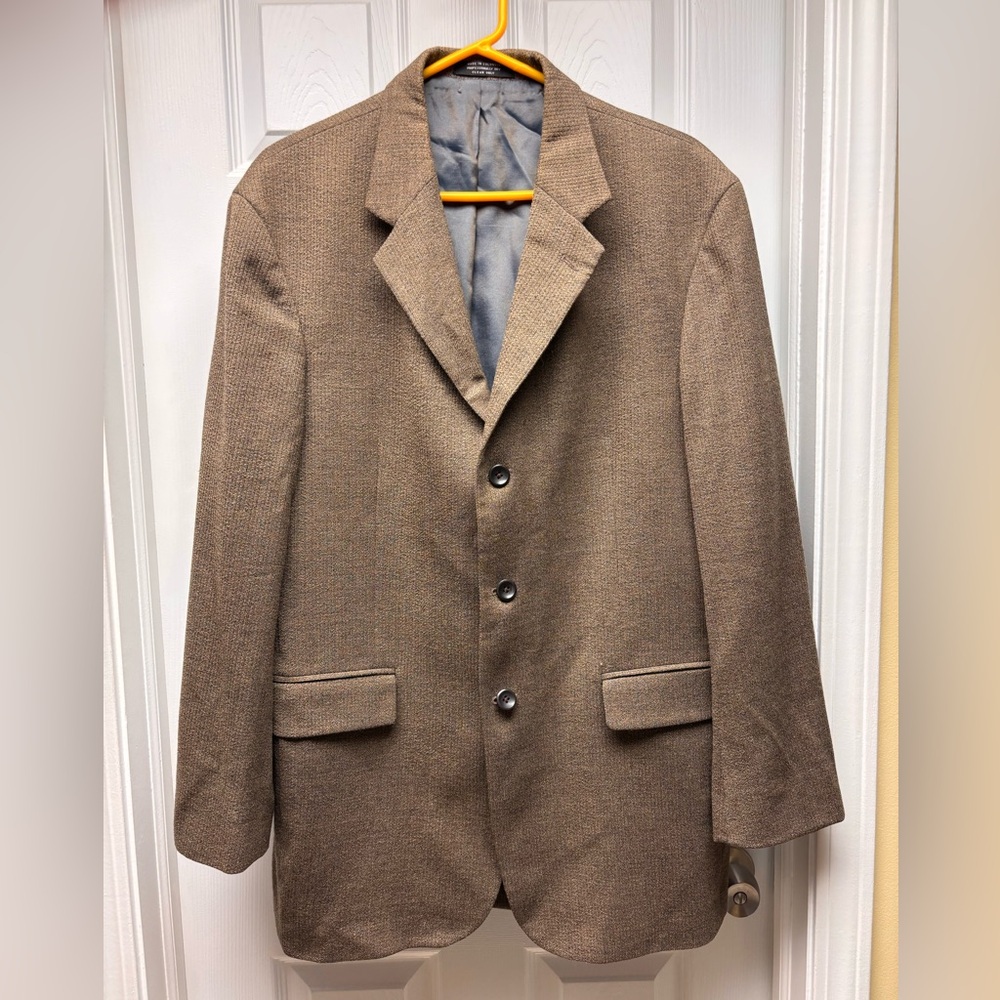 Oscar de la Renta Men’s Wool Blend Blazer – Brown Tweed Texture (41R)